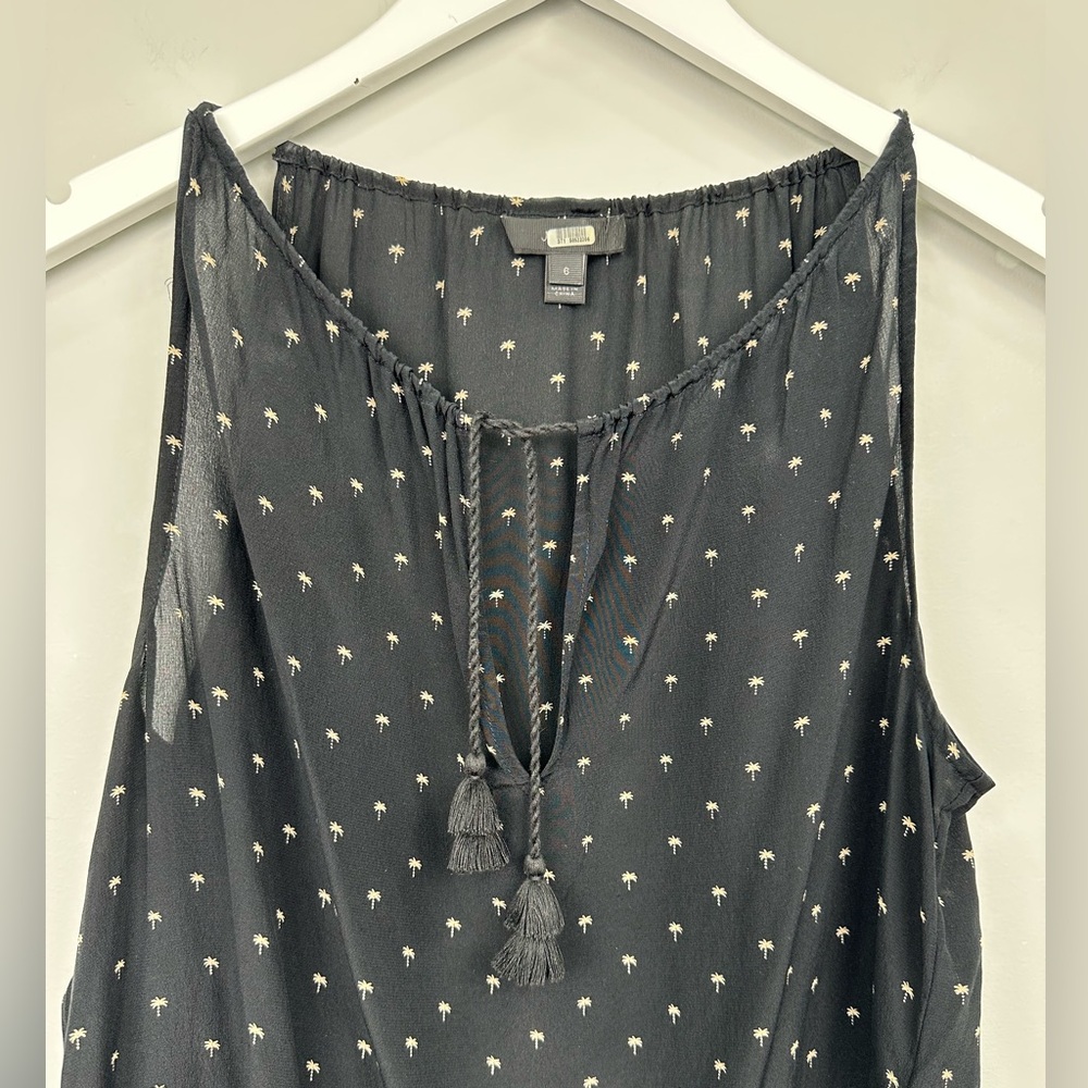 J. Crew Silk Tie Neck in Palm Tree Novelty Print Tank Top Blouse Size 6 - Picture 4 of 10